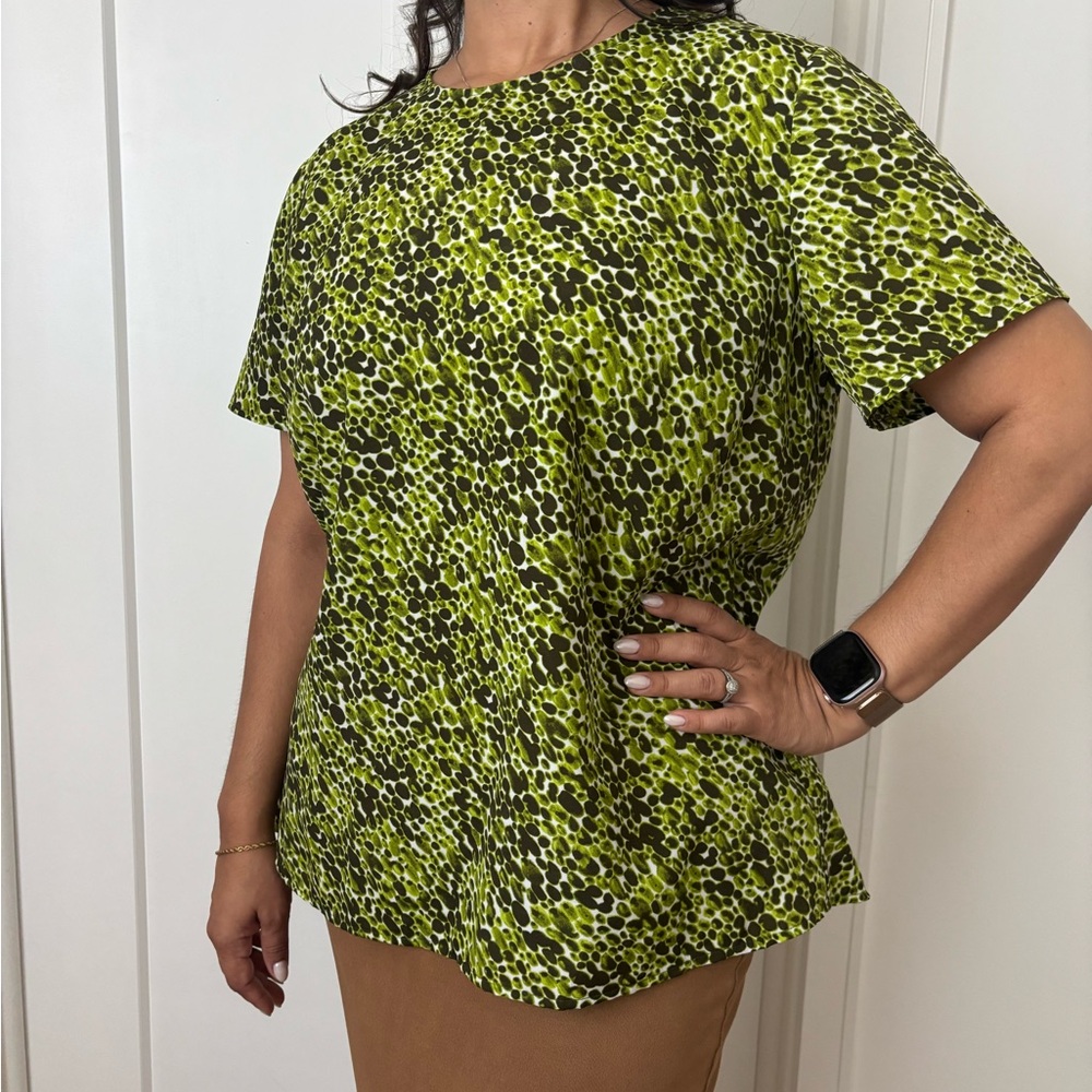 Michael Kors Lime and Black Patterned Blouse